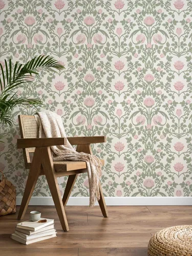 Miniatura 8 de YXTII Papel tapiz de 393.7" x 17.3" para despegar y pegar, papel tapiz floral rosa para dormitorio, papel decorativo para pared