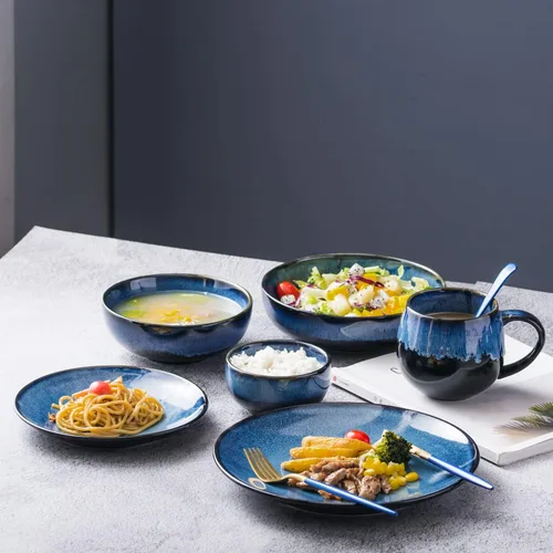 Miniatura 6 de UNICASA Juego de 4 platos de cerámica para postre, platos reactivos de 8 pulgadas para aperitivos, aperitivos, ensaladas, platos para servir, aptos