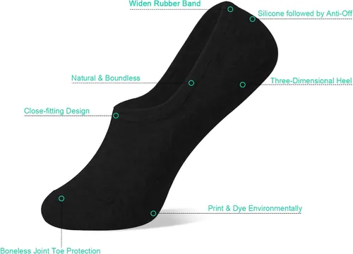 Miniatura 2 de DIBAOLONG - Calcetines invisibles para mujer, diseño de corte bajo, plano y antideslizante (paquete de 6 o 12 pares)