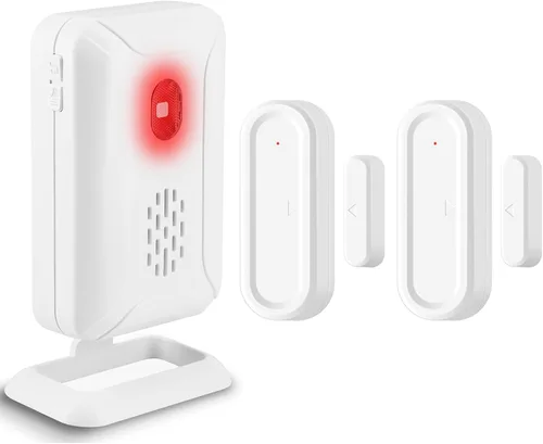 GREENCYCLE Alarma de puerta abierta con receptor portátil, alarma inalámbrica de puerta a batería, timbre de puerta inalámbrico, rango de 600 pies,