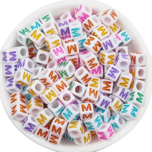 Miniatura 4 de Xeahung 200 cuentas de letras acrílicas cuadradas multicolor para hacer joyas, llaveros de bricolaje, collares, pulseras, decoraciones