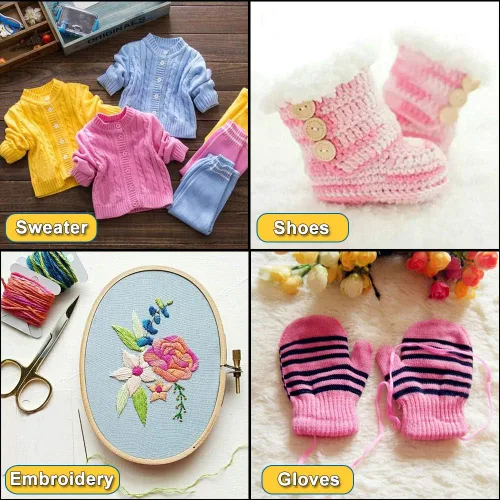 Miniatura 7 de 6 rollos de hilo acrílico, madejas grandes de colores surtidos, perfectas para tejer ganchillo y manualidades, estilo 2