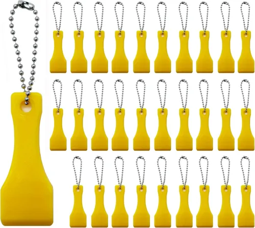 30 llaveros de herramienta rascador de boletos de lotería, llavero rascador de lotería, raspador para etiquetas, películas, lotería Amarillo