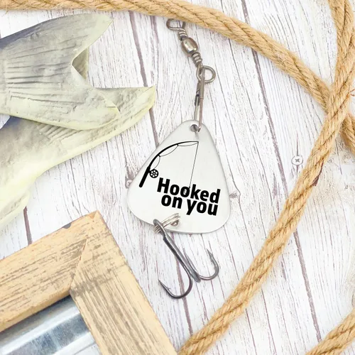 Miniatura 4 de Señuelo de pesca personalizado, regalo de señuelo de pesca enganchado en ti, regalo para novio, regalo de hombre, regalo de cumpleaños, nombre