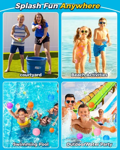 Miniatura 3 de 12 globos de bomba de agua reutilizables, juguete de verano para niños y niñas, juguetes de playa para niños de 3 a 12 años, actividades al aire