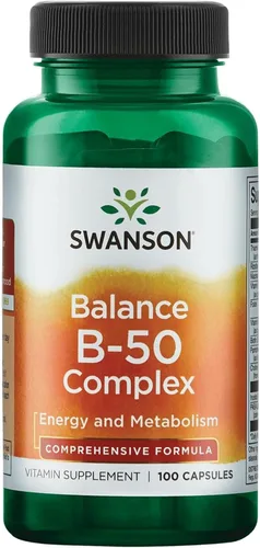 Swanson Balance B-50 Complejo de vitamina B de alta potencia para adultos ocupados que buscan apoyo inmunológico, cardíaco y sistema nervioso (100