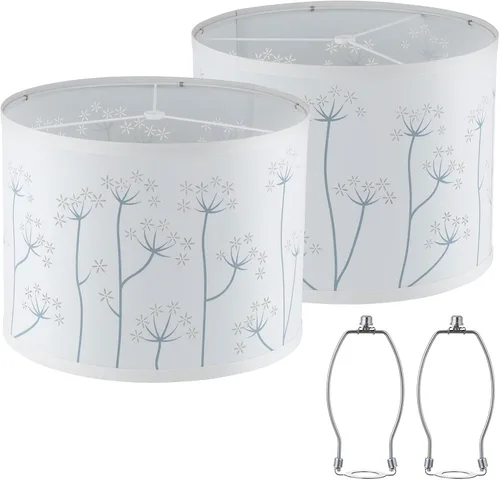 Miniatura 18 de Juego de 2 pantallas de lámpara gris, pantallas de tambor, pantalla de lámpara de 25.4 cm de altura, pantallas de lámpara para lámpara de mesa