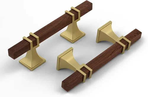 Miniatura 11 de Haliwu Paquete de 5 tiradores de gabinete con barra en T negra y dorada de 3 pulgadas, tiradores de puerta para armarios de cocina, manijas de zinc