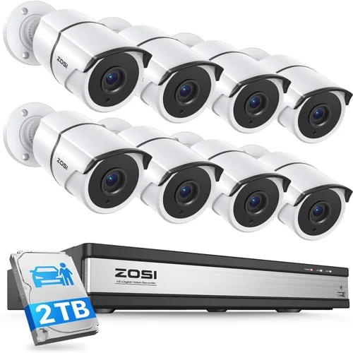 Miniatura 10 de ZOSI Sistema de cámara de seguridad para el hogar 8CH 3K Lite, detección de humanos y vehículos, visión nocturna de 120 pies, 4 cámaras de metal