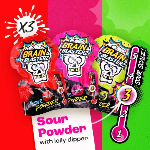 Miniatura 3 de Brain Blasterz Paquete variado de caramelos súper ácidos MEGA, caja de caramelos ácidos con 22 piezas, caramelos navideños, paquete variado