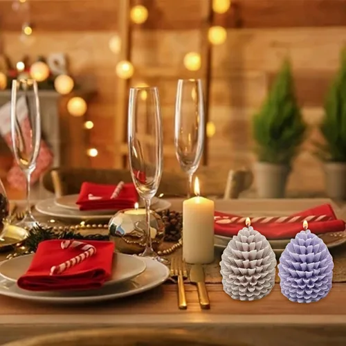 Miniatura 6 de Molde de vela de cono de pino de Navidad, moldes de resina en forma de piña 3D para hacer velas, moldes de silicona para aromaterapia, cera de Molde
