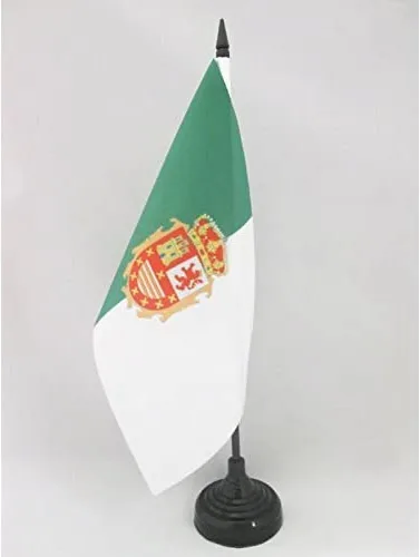 Miniatura 26 de Bandera de mesa de Andalucía 4'' x 6'' - Bandera de escritorio de la región española de Andalucía 5.9 x 3.9 in - Barra y base de plástico negro - AZ
