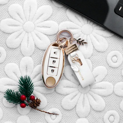 Miniatura 3 de Funda para llavero Nissan de 3 botones, funda inteligente para Altima Rogue Murano Pathfinder, carcasas de llaves con llavero, accesorios
