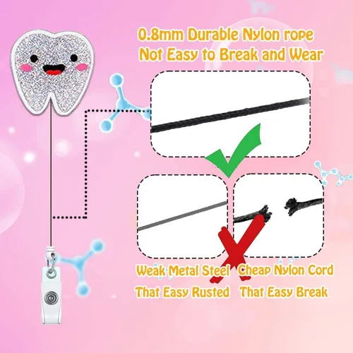 Miniatura 4 de Carrete de insignia de diente dental, accesorios para asistente dental, carretes de insignias de higienista dental, retráctiles para enfermeras