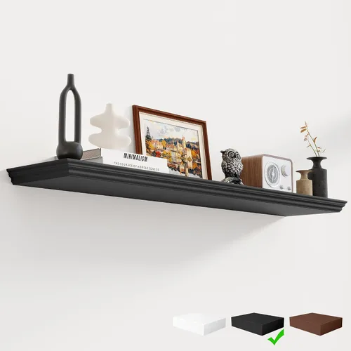 Miniatura 21 de Fun Memories Estantes flotantes de 24 pulgadas de largo, 9.3 pulgadas de profundidad, estantes flotantes de corona clásica para pared, estantes