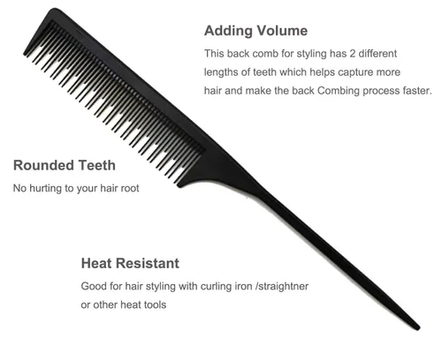 Miniatura 2 de 3 Peine para peinar, peine de cola para el cepillin para cabello fino y normal, peine de pelo para mujeres y hombres, 22.23 cm