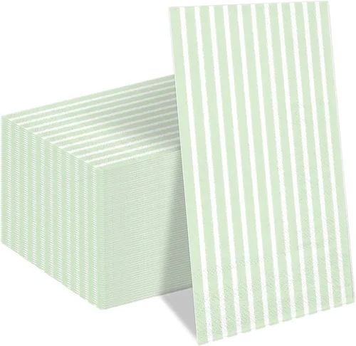Miniatura 9 de Whaline Paquete de 100 servilletas desechables a rayas grises y blancas para invitados, paquete de papel a rayas, toalla de mano para boda, baby