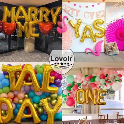 Miniatura 5 de Lovoir Globos dorados grandes de 40 pulgadas con la letra K de gran tamaño, globo de helio de aluminio de Mylar para fiesta de cumpleaños, Letra K