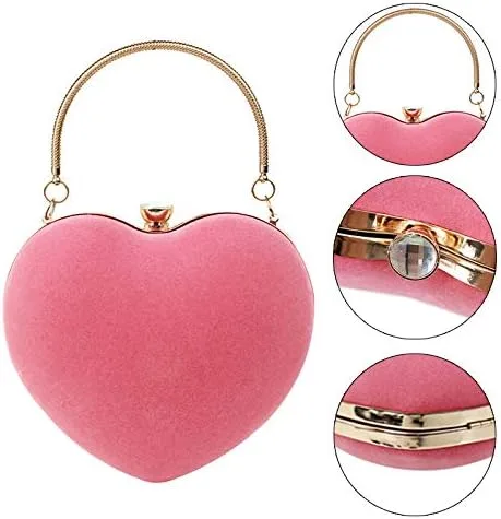 Miniatura 5 de Goclothod Bolso de noche en forma de corazón Bolso de mano de fiesta Bolso de hombro con cadena