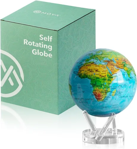 Miniatura 10 de Globo terráqueo Mova, azul con relieve de 4,5 pulgadas