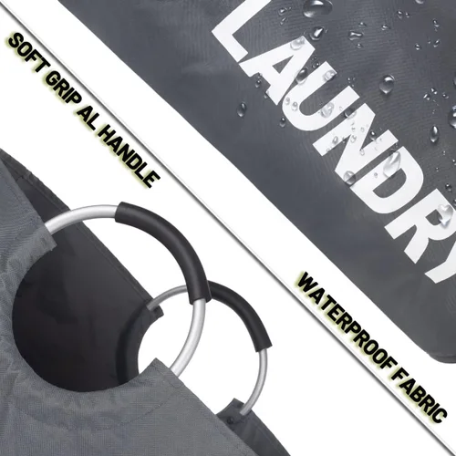 Miniatura 5 de Twira Cesta de lavandería grande de 90 litros, cesta de lavandería que se mantiene bien, bolsa de lavandería con asas acolchadas, contenedor de ropa