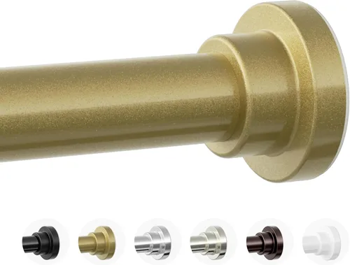 Miniatura 8 de Mcrbeay Barra de cortina de ducha, barra de ducha resistente de 1 pulgada de diámetro, antideslizante, ajustable, de 28 a 74 pulgadas, sin Negro