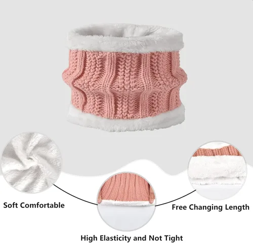 Miniatura 4 de Conjunto de bufanda de invierno para mujer, gorro de forro polar, bufandas para pantalla táctil, 3 en 1