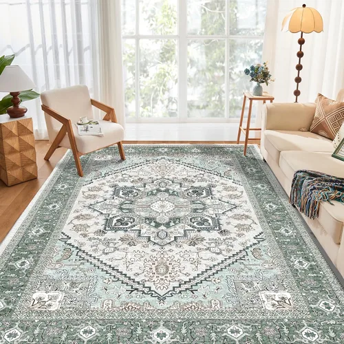 Miniatura 37 de OPPODREAM Alfombras suaves, pequeñas y lavables con parte trasera antideslizante, alfombra de cachemira sintética de pelo bajo, 2 x 3 pies, azul