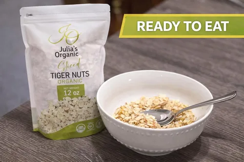 Miniatura 5 de Julia's Organic Frutos secos de tigre en rodajas finas – Listo para comer – No necesita remojo – Orgánico, vegano, alto en fibra y sin gluten, 12