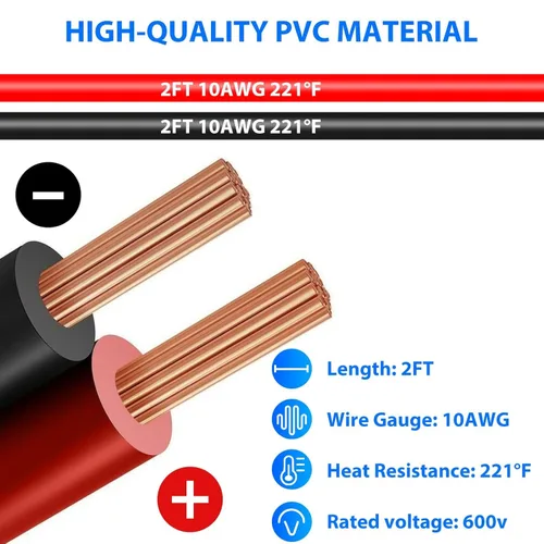 Miniatura 4 de Linkstyle 2 conectores rápidos de enchufe de alimentación SAE de 2 pies 10 AWG a junta tórica, cable de extensión SAE para generador solar, cargador