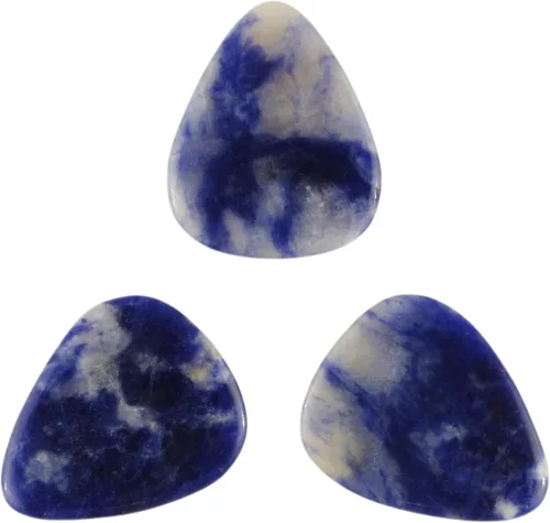 Púa de Guitarra o Bajo de Piedra Sodalita Peruana - Calibre Ultra Pesado de 3.0 mm - Forma 351 - Púa Exótica de Gema Artesanal Especialidad -
