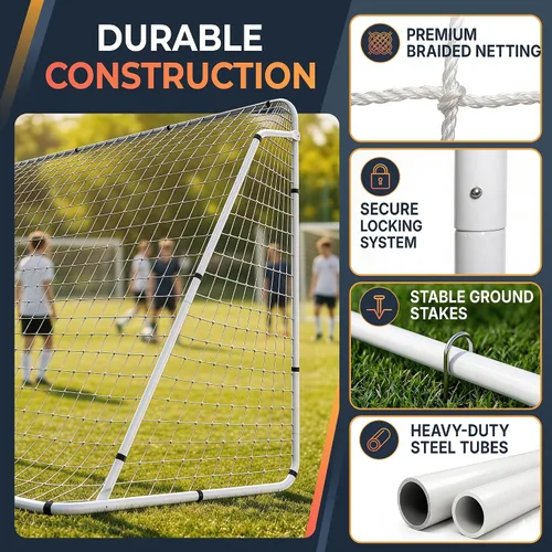 Miniatura 6 de JungleA Juego de porterías de fútbol portátiles para patio trasero para niños y adultos, juego de portería de fútbol grande de 12 x 6 pies