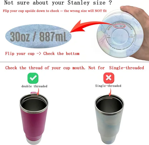 Miniatura 3 de Paquete de 2 Tapas con Popote Abatible a Prueba de Fugas para Reemplazo de Tapa Stanley 30 oz, para Accesorios de Vaso Tumbler Stanley Quencher