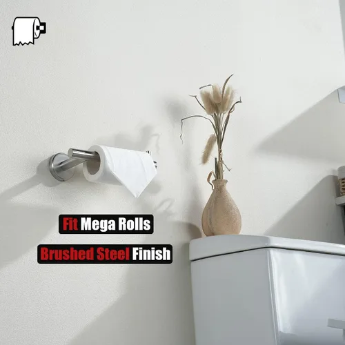 Miniatura 5 de JQK Soporte para Papel Higiénico, 5 Pulgadas Acero Inoxidable 304 Grosor 0.8mm Dispensador de Papel Higiénico para Baño, Sostiene Mega Rollos