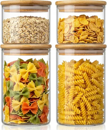 Miniatura 12 de HomArtist Contenedores de almacenamiento de vidrio extra grandes para harina y azúcar con tapa hermética, 105 fl oz x1 y 48 fl oz x1 [Juego de 2]