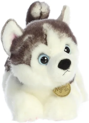 Aurora® Adorable Miyoni® Tots Husky Siberian Pup - Detalle realista - Apreciado compañerismo - Gris 10 pulgadas