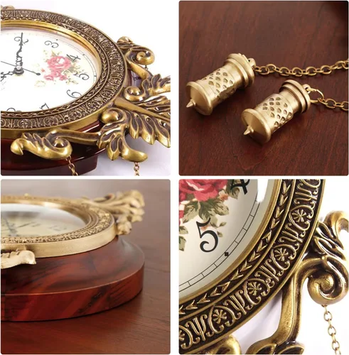 Miniatura 5 de Aero Snail Reloj de pared con péndulo oscilante, estilo retro vintage, mano de obra de arte de metal de madera maciza, mecanismo importado