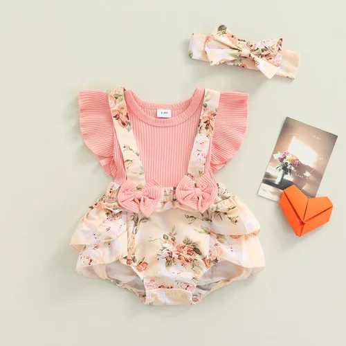 Miniatura 18 de Mubineo Ropa de verano para bebé niña, sin mangas, encaje floral, vestido de mameluco para recién nacido