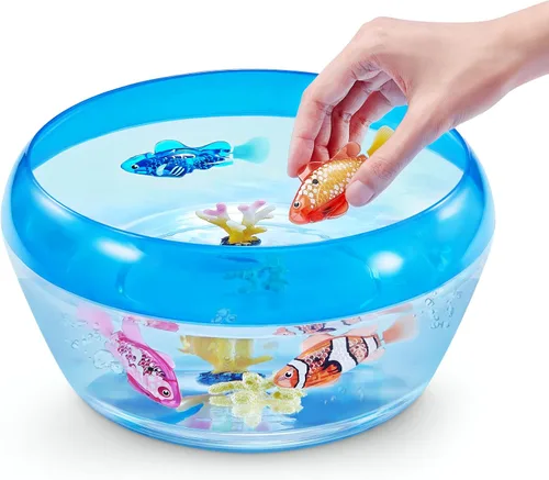 Miniatura 5 de Robo Alive Robo Fish, peces robóticos de natación (Azul + Rojo) de ZURU, activados por agua, cambian de color, vienen con baterías, Exclusivo