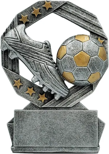 Decade Awards Soccer Hexa Star Trophy – 4.75 pulgadas de alto | Premio del torneo de fútbol | Celebra cada gol, bloque, tiro o pase – Placa grabada