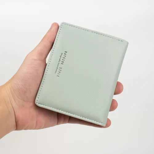 Miniatura 5 de SUMGOGO Cartera pequeña para mujer, delgada, de piel, con tarjetero RFID, plegable, corto, con cremallera, bolsillo frontal, Verde (Mint Green)