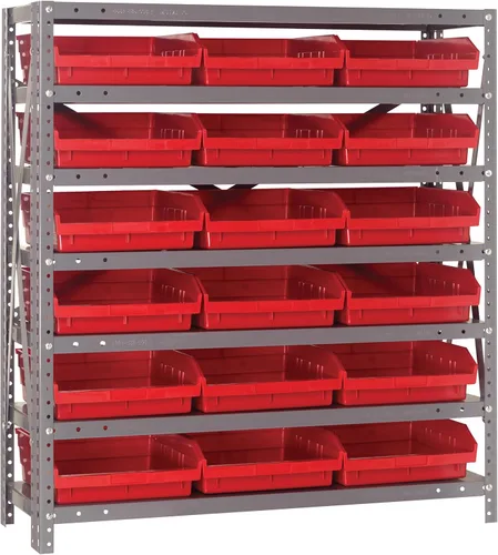 Miniatura 620 de Quantum QSBU-245BK Heavy Duty Shelving Unit with (7) Shelves and (24) QUS245 Black Bins for Garage Warehouse Storage Distribution 400 lb Load