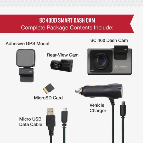 Miniatura 6 de Cámara de salpicadero inteligente Cobra+leva trasera (SC 400D) – Resolución UHD 4K, Alexa incorporada, capacidad para 3 cámaras, alertas de policía
