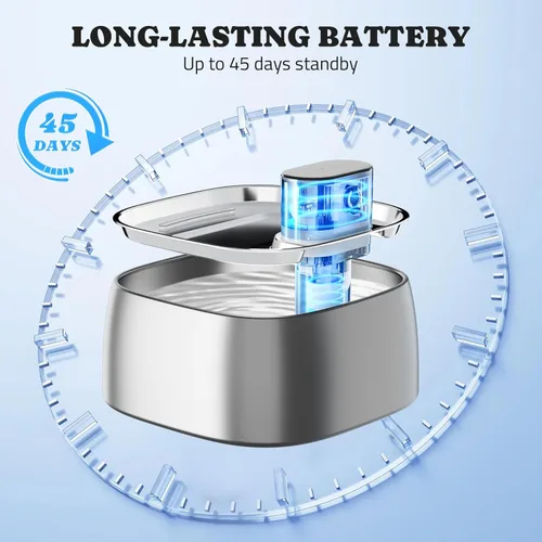 Miniatura 4 de Fuente de agua para gatos sin bombeo, dispensador automático inalámbrico de agua para gatos y perros, 108 oz/3.2 L, fuente Pawtners para mascotas
