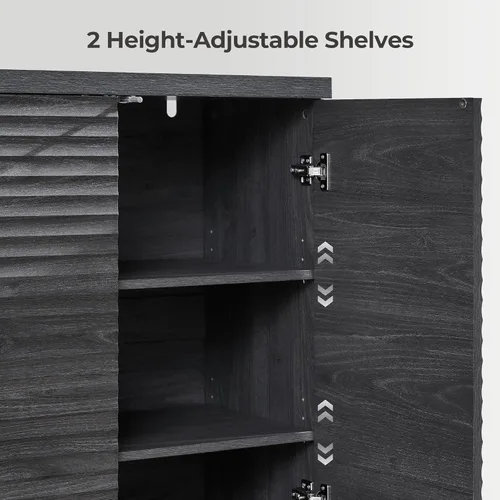 Miniatura 5 de SICOTAS Gabinete Buffet con Almacenamiento Aparador de Acento Credenza Moderna con Puertas y Estantes Consola de Medios Acanalada Mesa de Bar