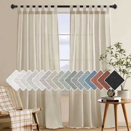 Miniatura 49 de H.VERSAILTEX Cortinas aireadas mezcladas de lino natural con pestaña superior para sala de estar, decoración del hogar, material suave y rico que