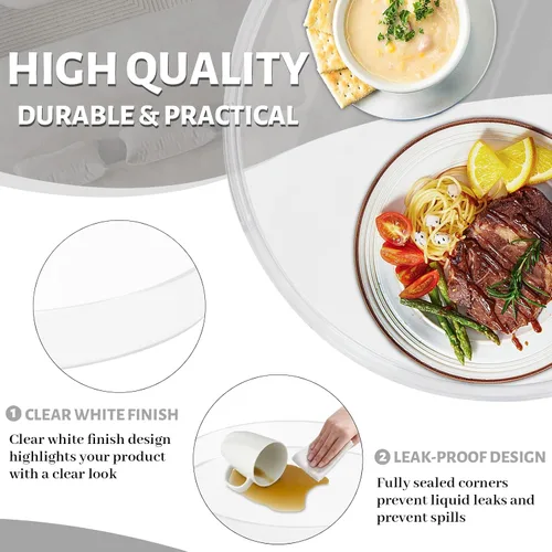 Miniatura 4 de MAONAME Bandeja redonda transparente con asas, bandeja transparente de plástico de 13 pulgadas, bandejas decorativas redondas para mesa de café