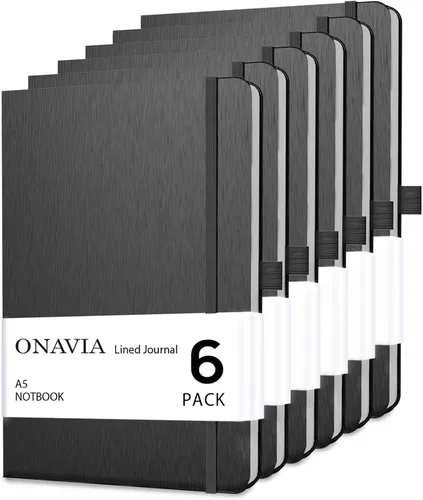 Miniatura 10 de ONAVIA Cuaderno rayado A5, cuaderno de notas con rayas universitarias de 7mm, diario para escribir, trabajo, escuela, viajes y toma de notas, tapa