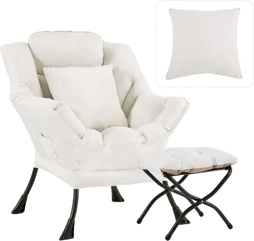 Miniatura 23 de Silla perezosa para sala de estar, silla decorativa grande negra con una almohada, juego de sofá de ocio, cómoda silla de lectura para dormitorio