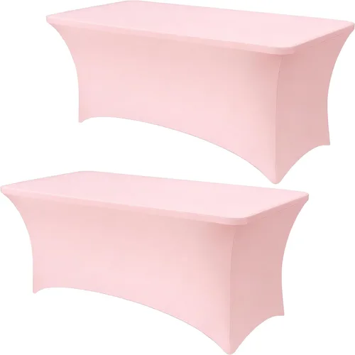 1 paquete de mantel de mesa de elastano rectangular de 8 pies, cubierta ajustada resistente a arrugas para mantel de mesa de banquete de 96x30